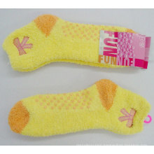 Non-Skid Fluffy Socks with Embroidery Logo